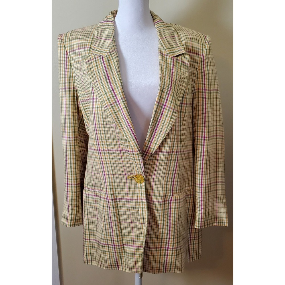 NOS Vintage Women's Plaid Blazer‎ Maximalist Preppy Academia Colorful Sport Coat